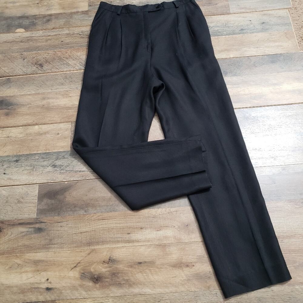 Alex‎ New York Vintage High Rise Pleated Pocket Tapered Leg Black Pants Size 12